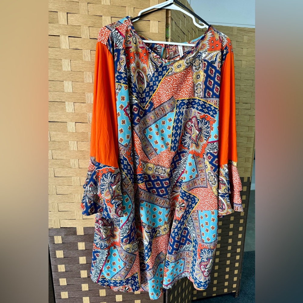 Emerald Vibrant Patchwork Long Sleeve Dress